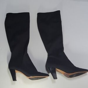 Donald J. Pliner Tessa Tall Pull On Black Heeled Boots Size 9